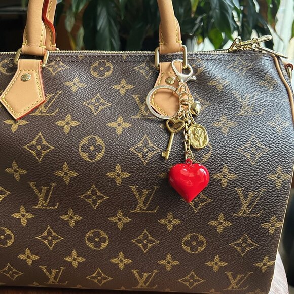 HEARTS AND FLOWERS Bag Charm Gold Tone 🌺 - Picture 6 of 9